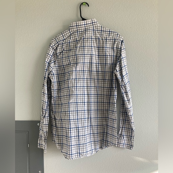 Express button up dress, shirt, size large, blue, and white - Picture 3 of 3